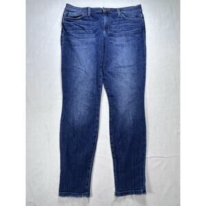 Joe's Womens sz 31 Jeans Med Blue Denim Distressed Raw Hem Mid Rise Ankle Skinny